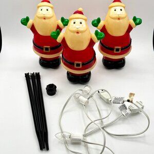 Vintage Blow Mold Santa Claus Set Of 3 Light Path Finder Markers Set by Ashland